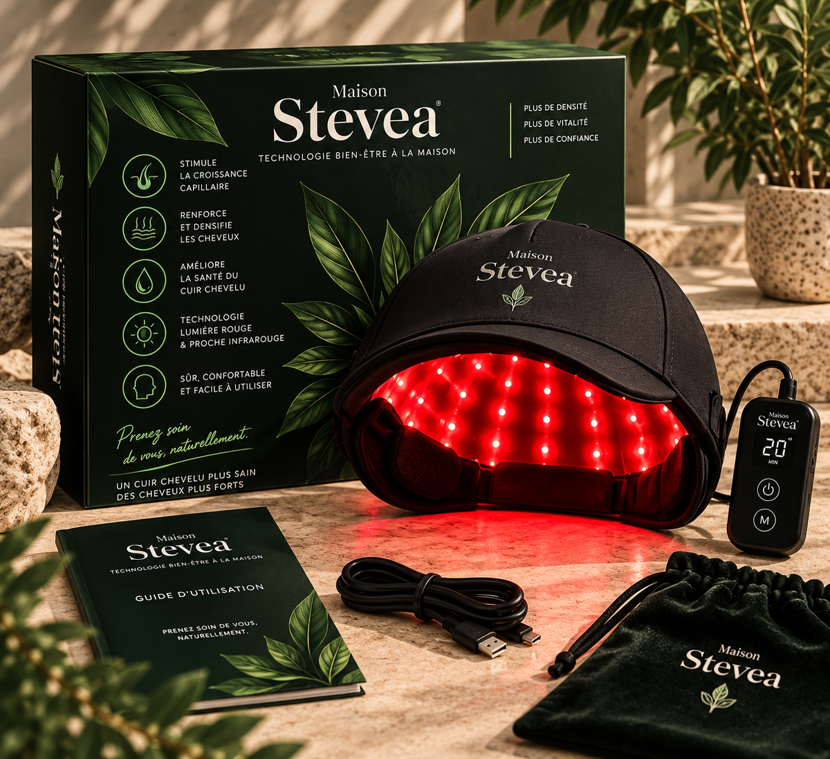 Casquette LED Cuir Chevelu MaisonStevea™ – Lumière Rouge & Proche Infrarouge