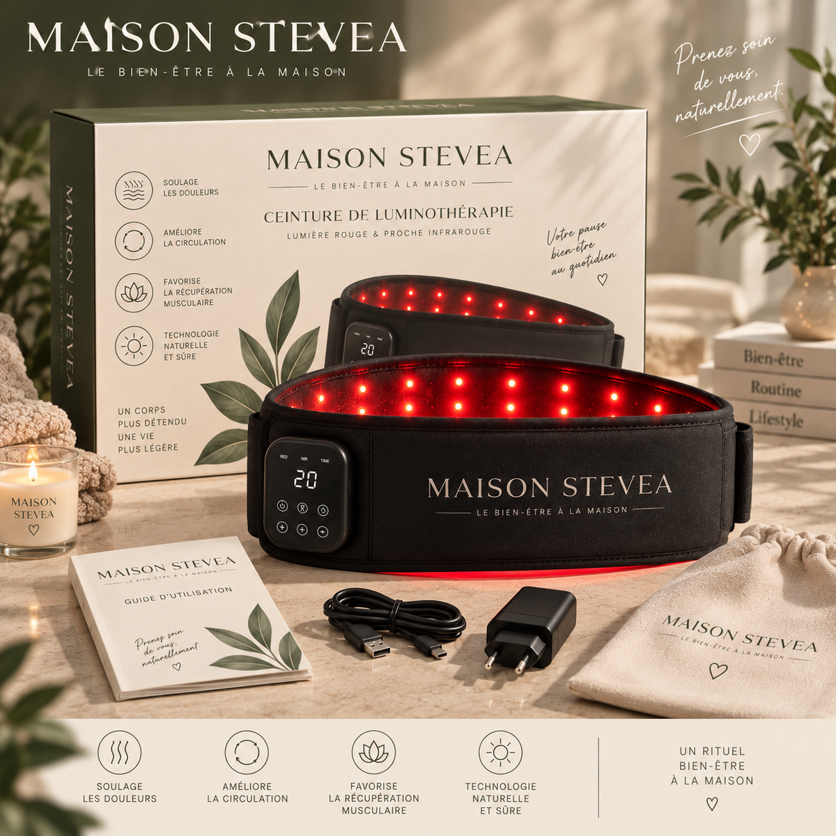 Ceinture de Luminothérapie Rouge & Infrarouge Maison Stevea™
