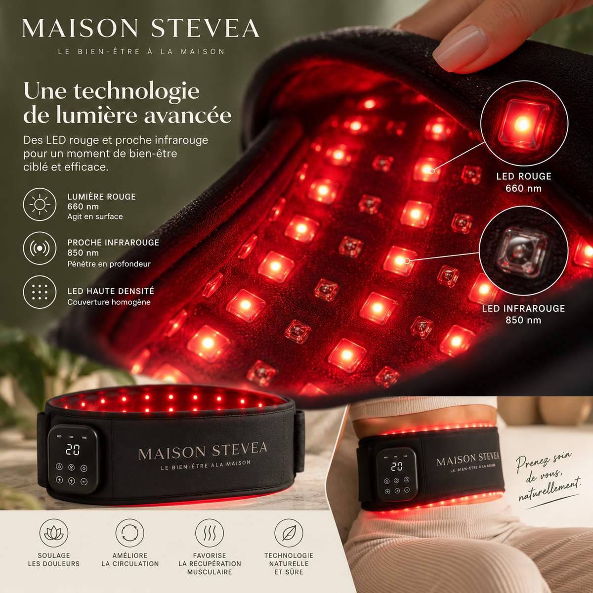 Ceinture de Luminothérapie Rouge & Infrarouge Maison Stevea™